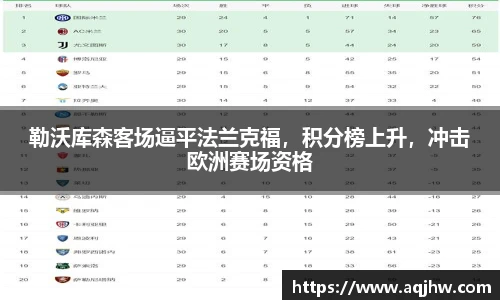 勒沃库森客场逼平法兰克福，积分榜上升，冲击欧洲赛场资格